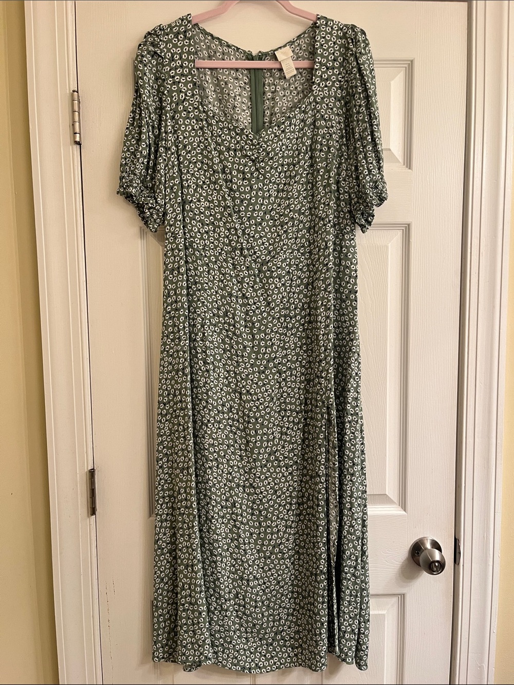 H&M Sage Green Floral Midi Dress